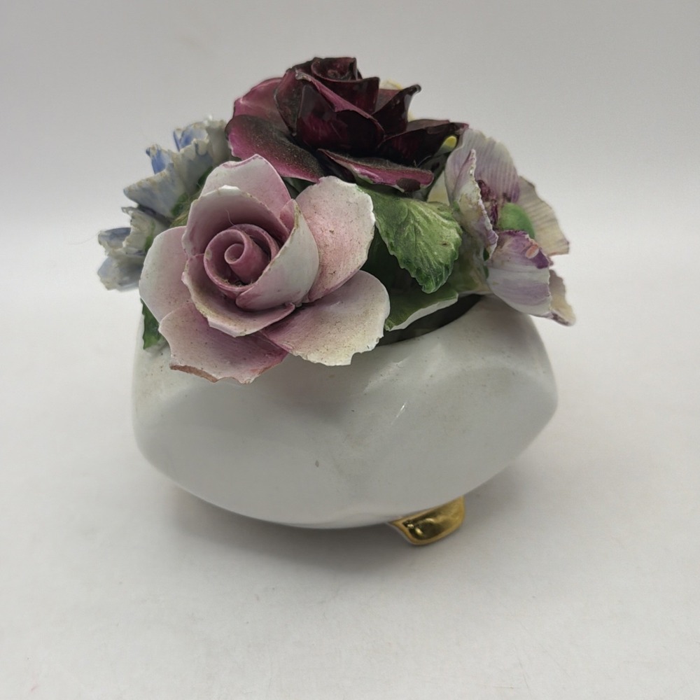 Radnor Bone China Figurine Footed Floral Bouquet 4" H Staffordshire England VTG
